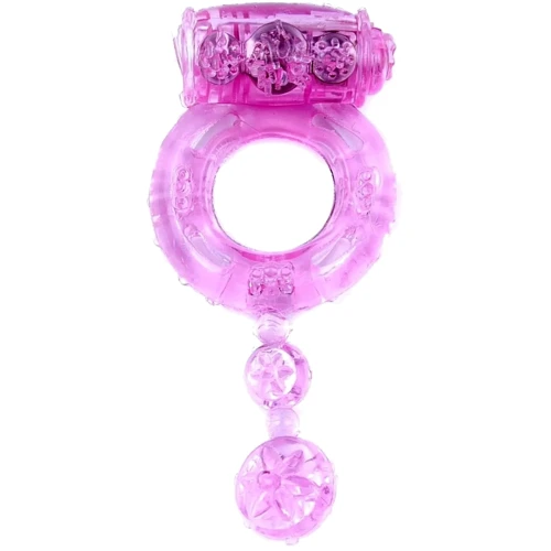 Ерекційне вібро кільце BOSS Vibrating Cock Ring with balls Pink, BS6700043: Виробник BOSS of TOYS