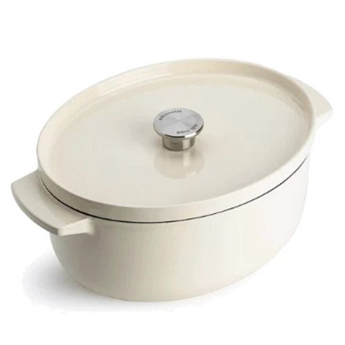 Гусятниця KitchenAid чавунна з кришкою, 6 л, мигдальний крем (CC006062-001)