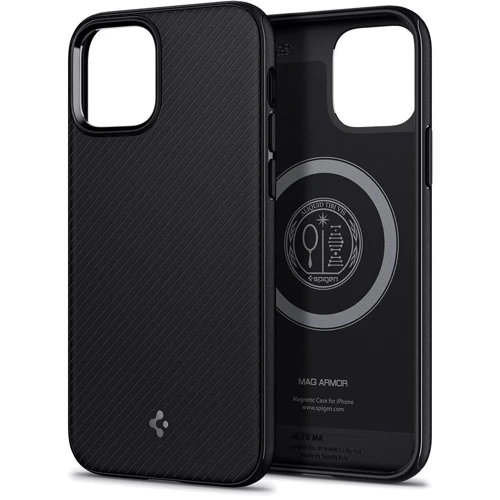 Чехол для iPhone Spigen Mag Armor Black (ACS01865) for iPhone 12/iPhone 12 Pro: Материалы поликарбонат и полиуретан