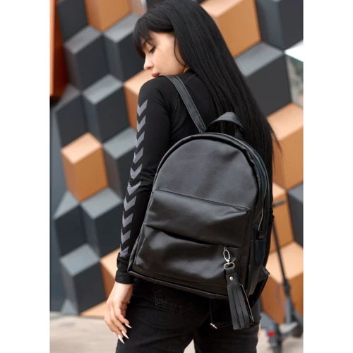 Женский рюкзак Sambag July XLJG черный (11665002sale): Фактура Гладкая