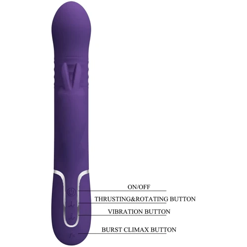 Вибратор с ротацией и толчками LYBAILE Pretty Love Coale Dark Purple (BW-500013-2)