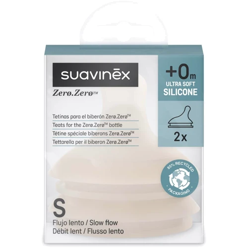 Соска силиконовая антиколиковая Suavinex Zero Zero медленный поток бежевая +0 месяцев 2 шт. (308449): Материал силикон