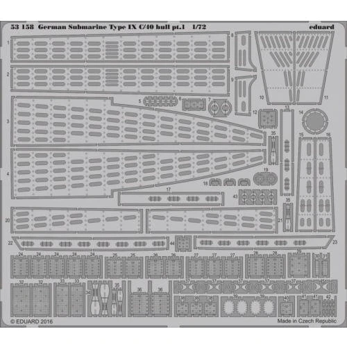 Фототравление Eduard 1/72 Type IX C/40 hull pt. 1 (Revell) EDU-53158