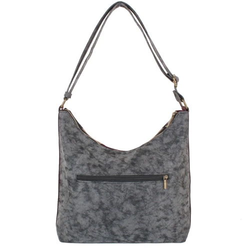Женская сумка хобо Laskara серая (LK10187-grey-beige-bordo): Материал Искусственная кожа
