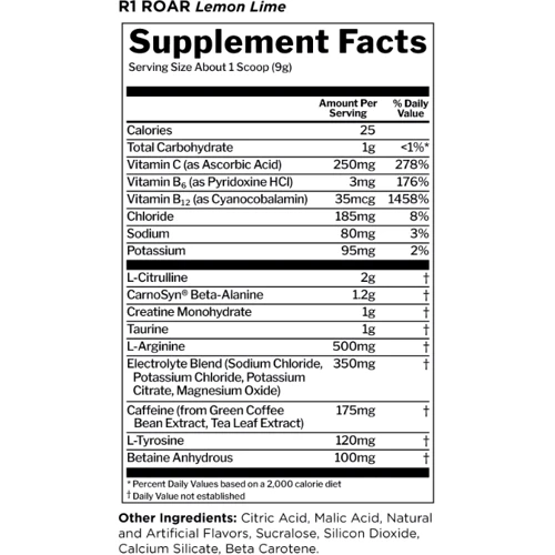 Предтренировочный комплекс Rule1 Roar 270 g / 30 servings / Lemon-lime: Тип Комплекс до тренировки