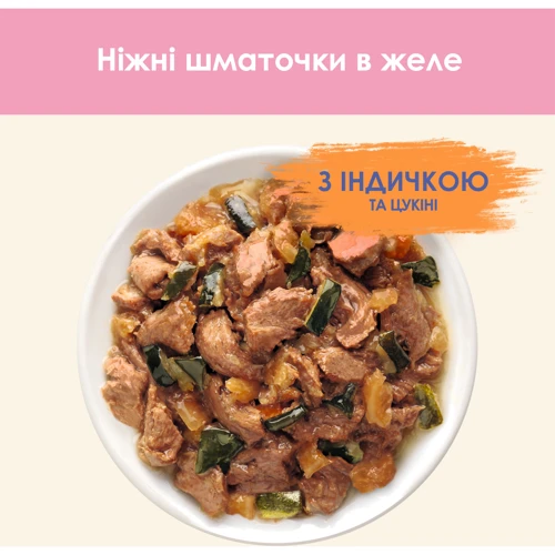 Влажный корм Cat Chow Kitten для котят кусочки в желе с индейкой и цукини 26х85г: Основные ингредиенты Цукини, Индейка