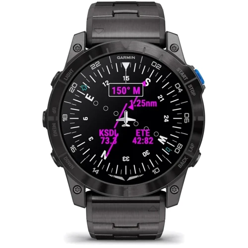Смарт-часы Garmin D2 Mach 1 Pro Aviator Smartwatch with Vented Titanium Bracelet (010-02804-81): Фитнес-функции Пульсометр, Подсчет калорий, Шагомер, Пульсоксиметр, GPS-модуль
