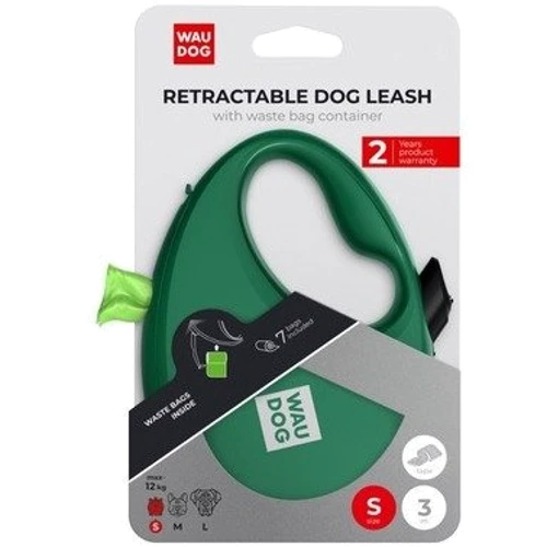 Поводок-рулетка для собак WAUDOG R-leash с контейнером для пакетов S зеленый до 12 кг 3 м (262718) фото 7