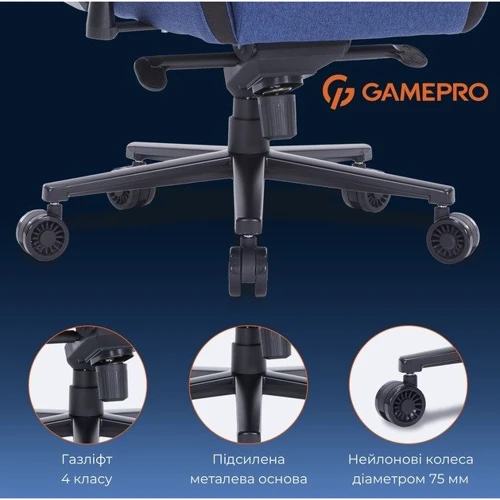 Ігрове крісло Gamepro GC900DB Size XL Fabric Dark Blue фото 25