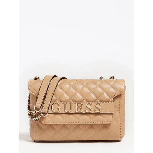 Жіноча сумка через плече Guess Illy Convertibe Crossbody Flap темно-бежева (HWVG7970210-BEI)
