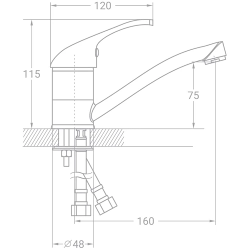 Змішувач для кухонного миття TAU TN-2B142C