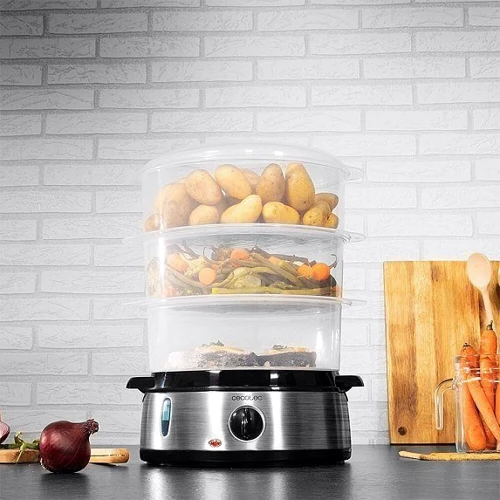 Пароварка Cecotec Steamer Vapovita 3000 Inox: Количество чаш 3