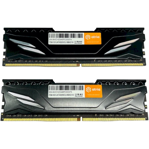 ATRIA 16 GB (2x8GB) DDR4 3200 MHz Fly Black (UAT43200CL18BK2/16) UA
