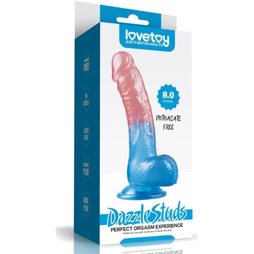 Фаллоимитатор LoveToy Dazzle Studs 8'' (розово-голубой)