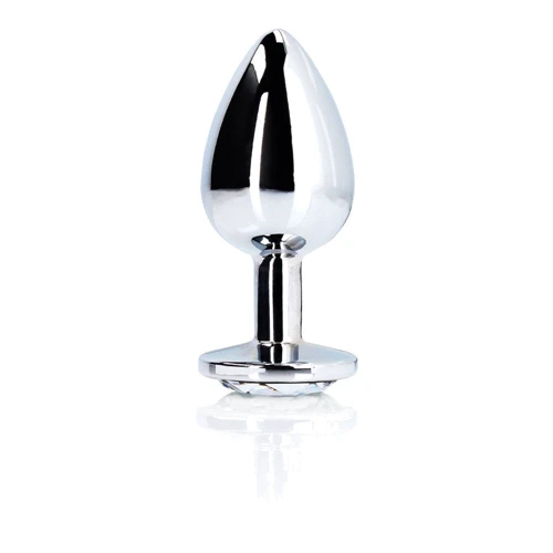 Металлическая анальная пробка Ouch! Heart Gem Silver - Diamond, S
