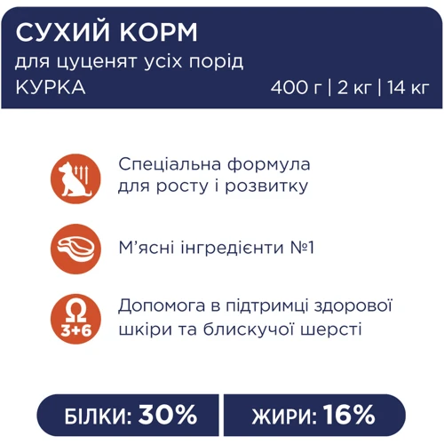 Сухой корм Club 4 Paws Premium Puppies для щенков всех пород с курицей 0.4 кг (4820083909443): Порода Все породы