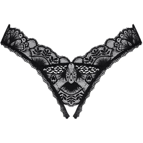 Кружевные стринги Obsessive Donna Dream crotchless thong XL/2XL Black