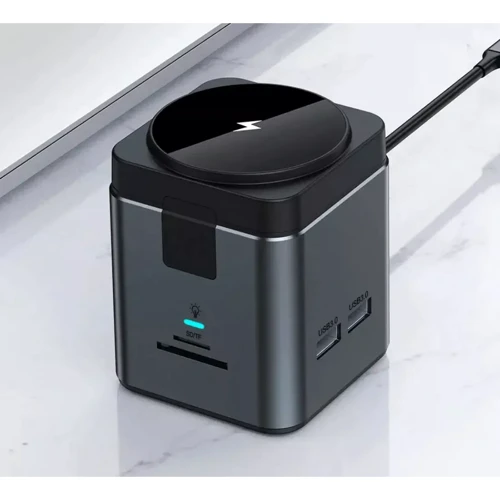 Зарядное устройство WIWU Wireless Charger Wi-W025 Cube 9in1 Gray фото 6