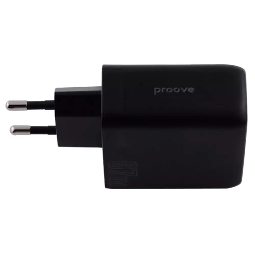 Зарядное устройство Proove Wall Charger 2xUSB-C+USB Shot GaN 67W Black: Кабель в комплекте отсутствует