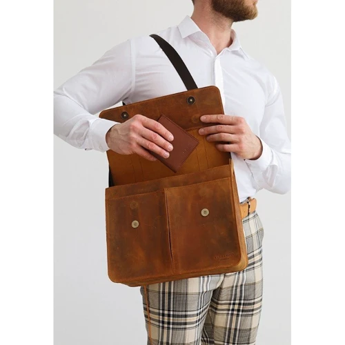 Мужская сумка почтальонка BlankNote Classic светло-коричневый Crazy Horse (BN-BAG-55-k-kr): Тип Сумки