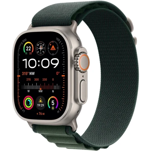 Apple 49mm Dark Green Alpine Loop - Medium - Natural Titanium Finish (MXMV3ZM/A): Сумісність Apple Watch 49mm, Apple Watch 46mm, Apple Watch 45mm, Apple Watch 44mm