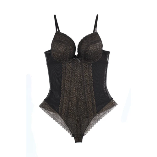 Admas эротическое боди с кружевом, M black