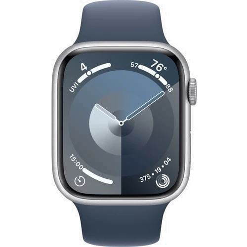 Apple Watch Series 9 45mm GPS Silver Aluminum Case with Storm Blue Sport Band - M/L (MR9E3) Approved Витринный образец: Причина уценки Активированы, витринный образец, хорошее состояние, комплектация полная: коробка, зарядка, часы
