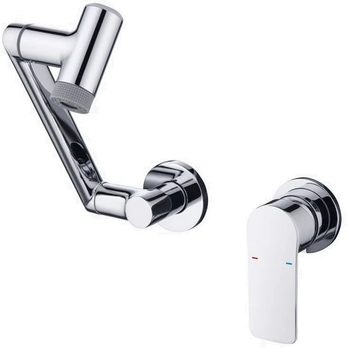 Смеситель настенный Lefton Single-Handle Wall Mount Bathroom Faucet with Temperature Display-BFWM2401 Chrome