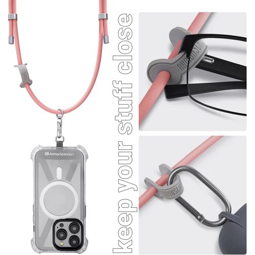 Ремешок для смартфона ArmorStandart Silicone Rope Titanium Pink with Grey holder (ARM76275) фото 4