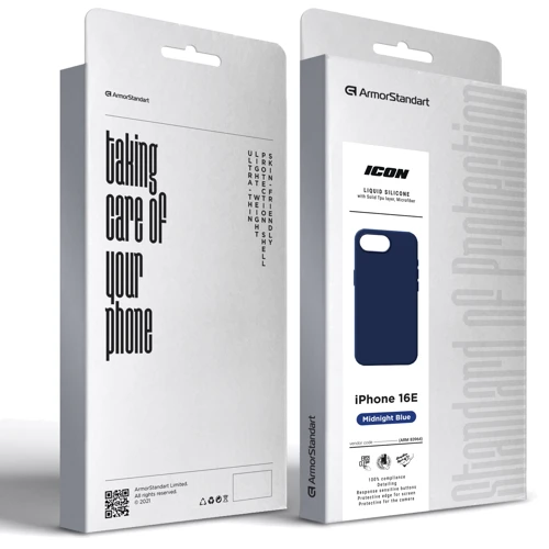 Чохол для iPhone ArmorStandart ICON2 Case Midnight Blue для iPhone 16e (ARM83964): Матеріали Силикон
