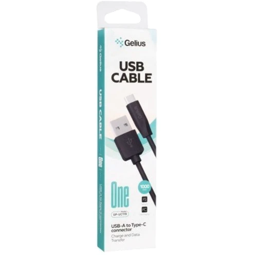 Кабель Gelius USB Cable to USB-C One 1m Black (GP-UC119): Длина 1 м