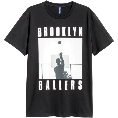 Футболка H&M 4161514 S черная с принтом: Вид Футболки