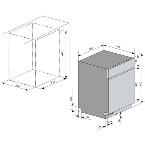 Встраиваемая посудомоечная машина Ventolux DW 6014 6D LED: Размеры 81x59,8x55