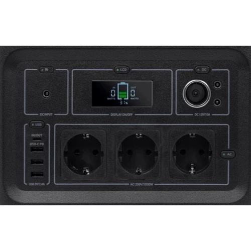 Зарядна станція PowerPlant 1036.8Wh 288000mAh 1000W (PB930524): Роз'єми для підзарядки Заряджання від мережі, USB-C, DC-роз'єм