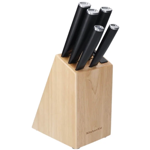 Набор кухонных ножей Набор ножей с подставкой KitchenAid Classic, 5 предметов и точилки (KE5PSTANOBG)