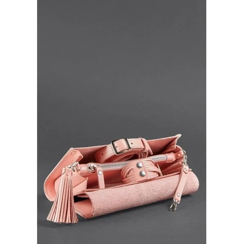 Жіноча сумка через плече BlankNote рожева (BN-BAG-7-pink-peach): Тип ручки На ланцюжку, Зі знімним ременем, Без ручки, Плечовий ремінь