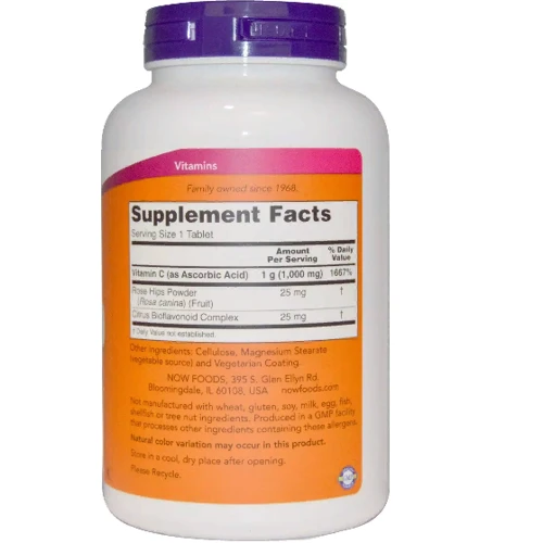 Now Foods С-1000 With Rose Hips And Bioflavonoids, 250 Tablets (NF0687): Тип Витамин C