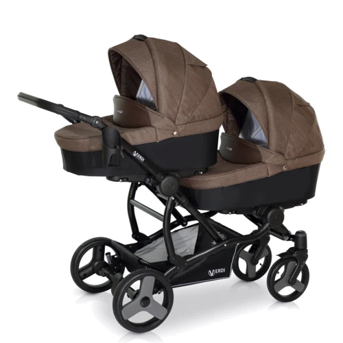 Универсальная коляска 2 в 1 для двойни Verdi For 2 Август коричневая 9023-VF2-08