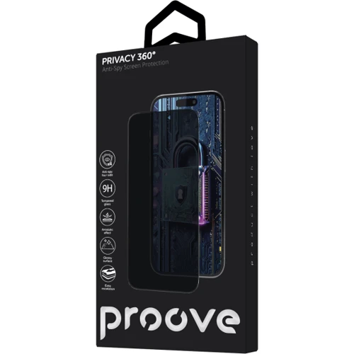 Защитное стекло для iPhone Proove Tempered Glass Privacy 360 Installation Box Black for iPhone 16 Plus / 15 Plus / 14 Pro Max: Тип защиты экрана на экран