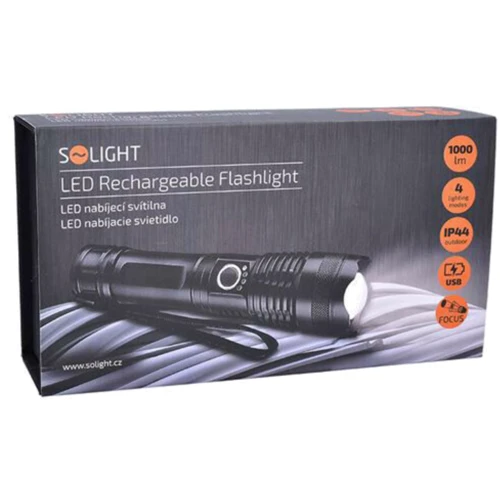 Ліхтар туристичний Solight WN34 LED flash light1000lm 2800mAh Li-Ion USB: Елементи живлення Аккумулятор (2800мАч)