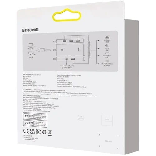 Адаптер Baseus Adapter Lite Series USB-C to 4xUSB White (WKQX030502) фото 10