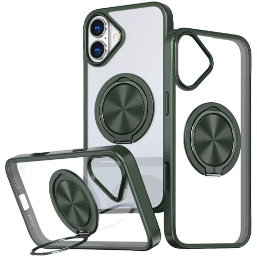 Чохол для iPhone Mobile Case TPU+PC Metal Ring with MagSafe Green для iPhone 16