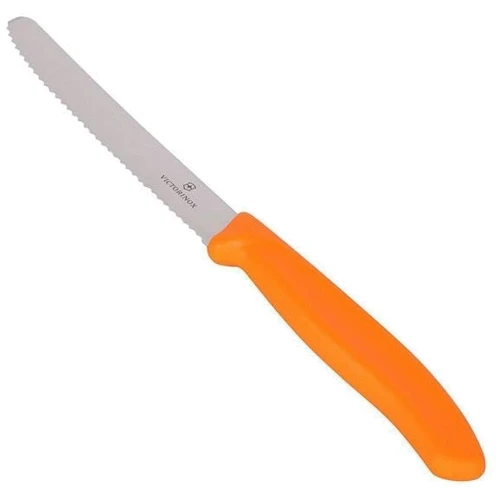 Victorinox (6.7836.L119B) SwissClassic Tomato&Sausage 11см волн. оранжевый 2ш: Лезвие нержавеющая сталь