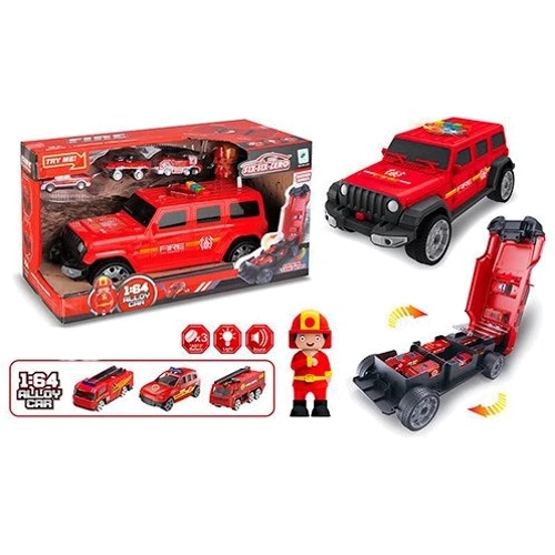 Машина пожежна Six-six-Zero на батарейках, фігурка пожежного в комплекті (660-A256: Виробник Six-six-Zero