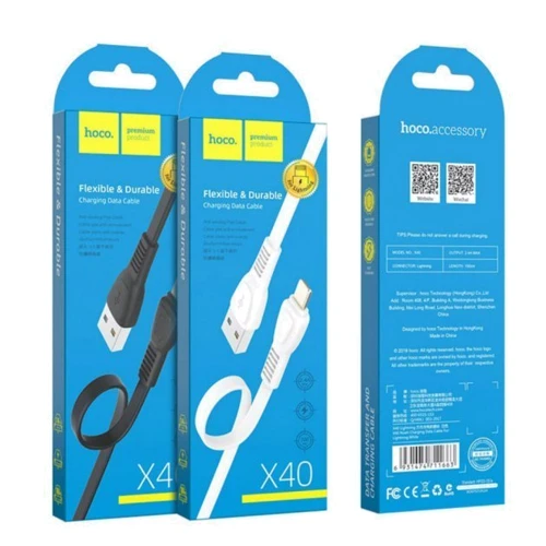 Кабель Hoco USB Cable to Lightning X40 2.4A 1m Black фото 3