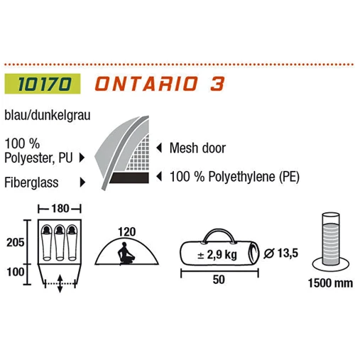 Палатка High Peak Ontario 3 Blue (921707): Назначение туристические