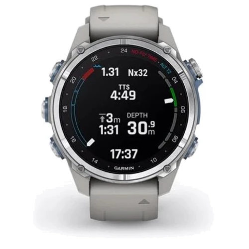Смарт-годинник Garmin Descent Mk3 43mm Stainless Steel with Fog Grey Silicone Band (010-02753-04): Час роботи до 10 дней