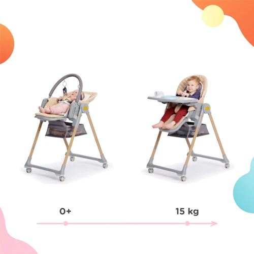 Стульчик для кормления Lastree Beige Wood (KHLAST00BEGW000): Регулировка высоты стула 5 позиций