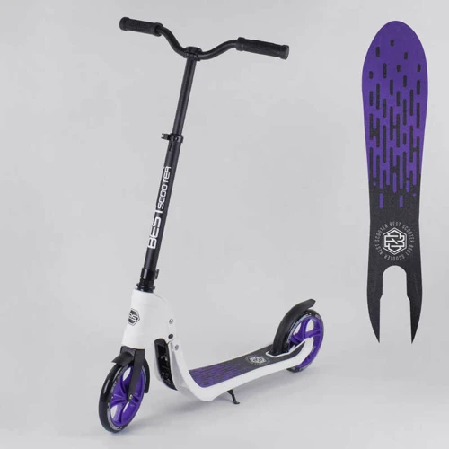 Самокат двоколісний Best Scooter c PU колесами, широким велосипедним кермом, новим затискачем керма Purple (98441)