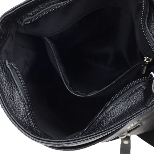 Мужская сумка планшет Borsa Leather черная (k10013-black): Тип ручки Плечевой ремень, Без ручки